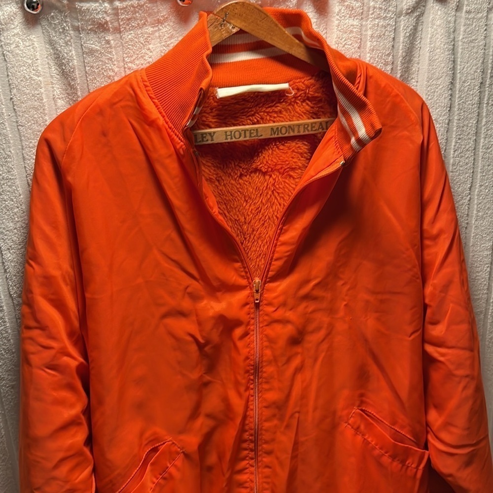 Vintage Holloway varsity zipper jacket in orange size XL. Games, parties, fun!